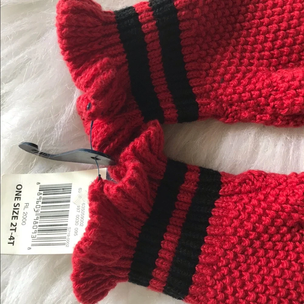 Ralph Lauren Red & Black Cable Knit Mittens